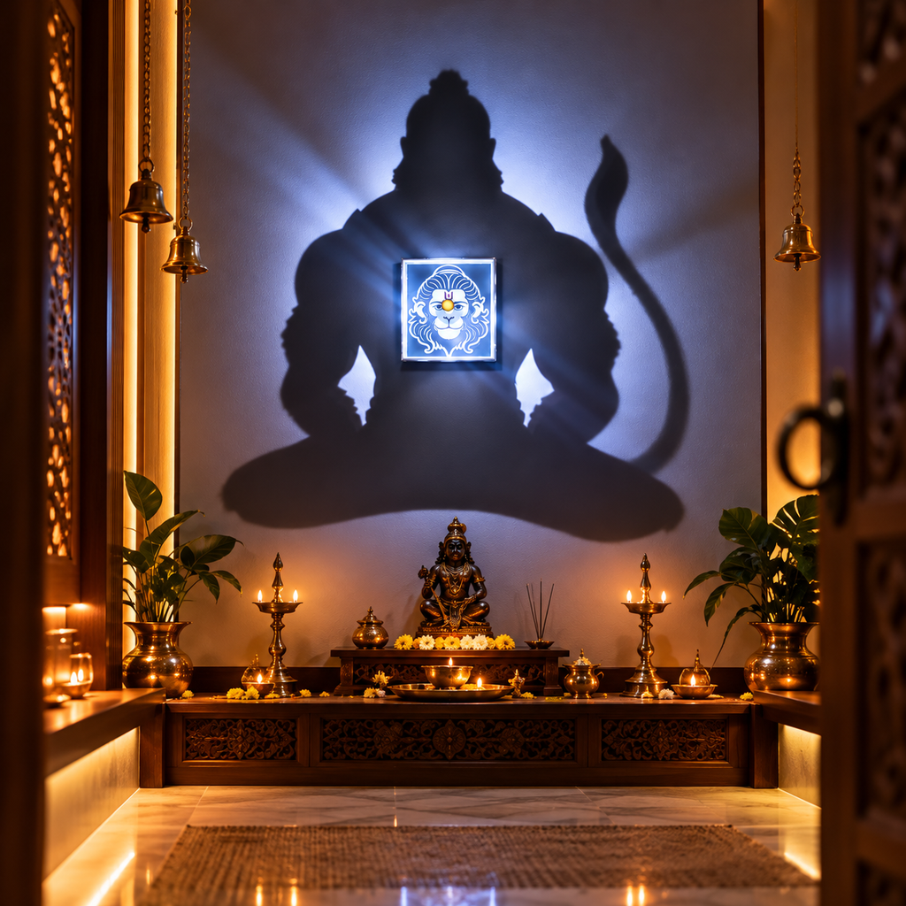 Hanuman Shadow Projection Lamp for Home Temple & Pooja Room | LED Medi ...