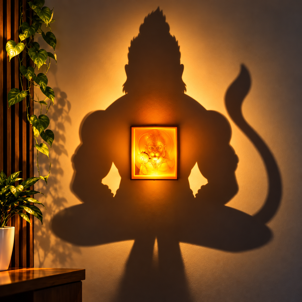 Hanuman Shadow Projection Lamp for Home Temple & Pooja Room | LED Medi ...