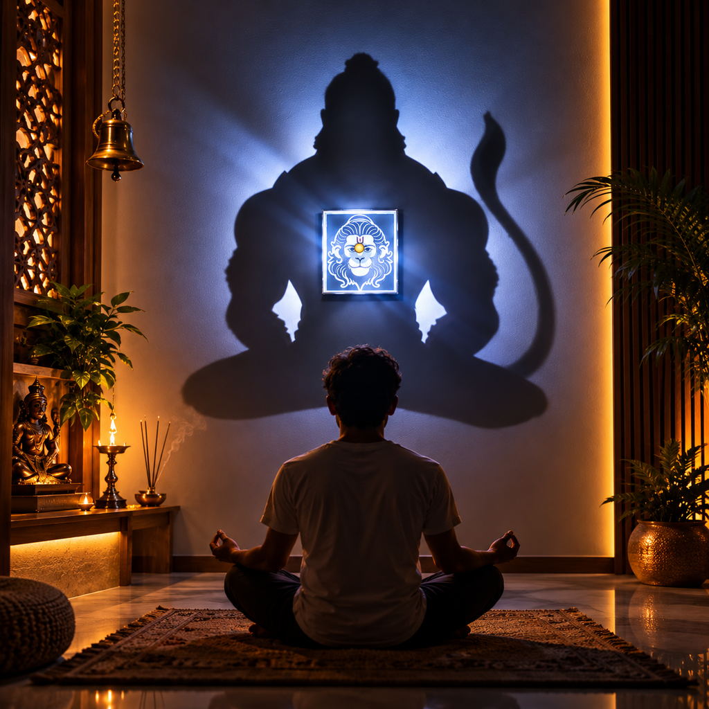 Hanuman Shadow Projection Lamp for Home Temple & Pooja Room | LED Medi ...